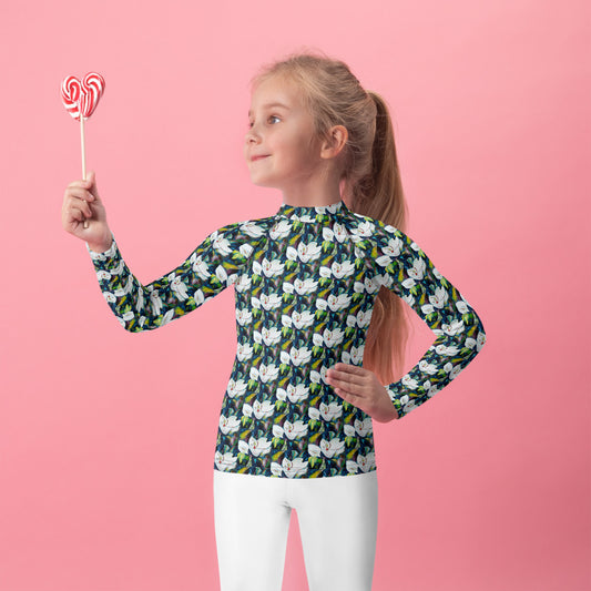Magnolia and the Painted Bunting Kids Rash Guard