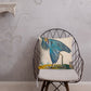 Blue Heron Showing Wing on Wood Premium Pillow