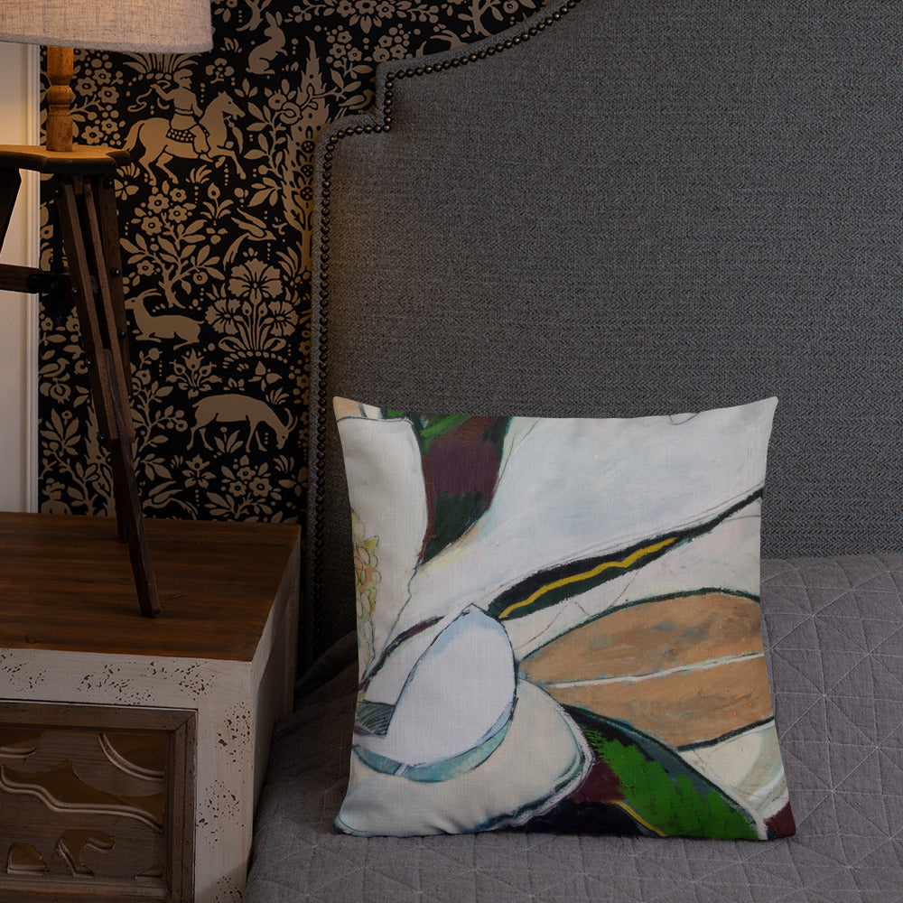 Magnolia Abstraction with Gold Premium Pillow