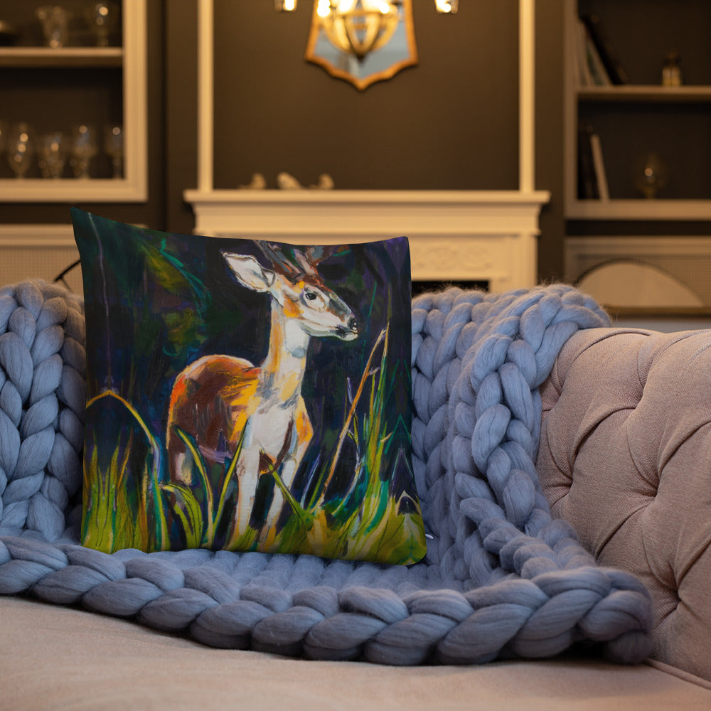 Buck in Bayou Brush Premium Pillow
