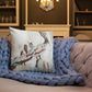 Pelicans in the Fog with Metallic Silver Premium Pillow
