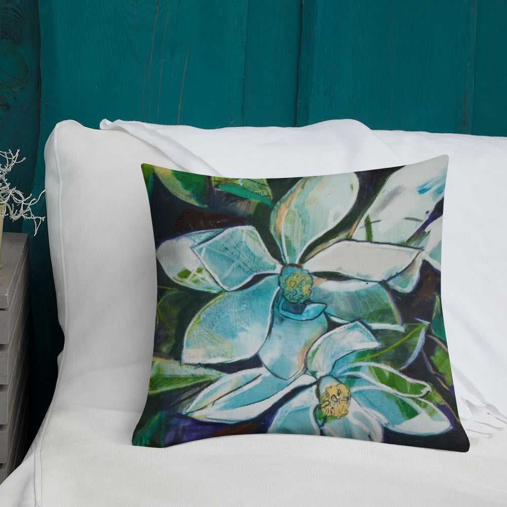 Magnolias with Egyptian Violet Premium Pillow