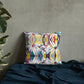 Zinnias Triptych Pattern Premium Pillow