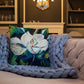Teal Collage Magnolia Premium Pillow