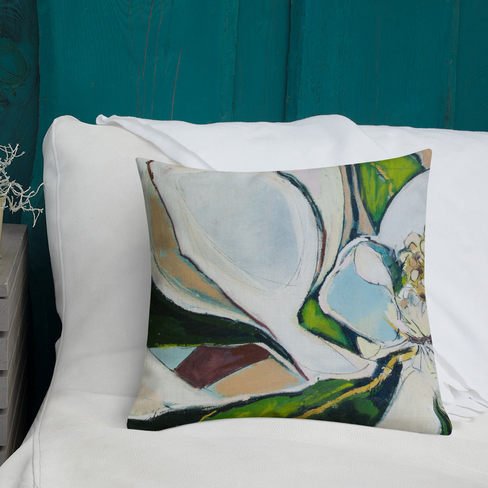 Magnolia Abstraction with Gold Premium Pillow