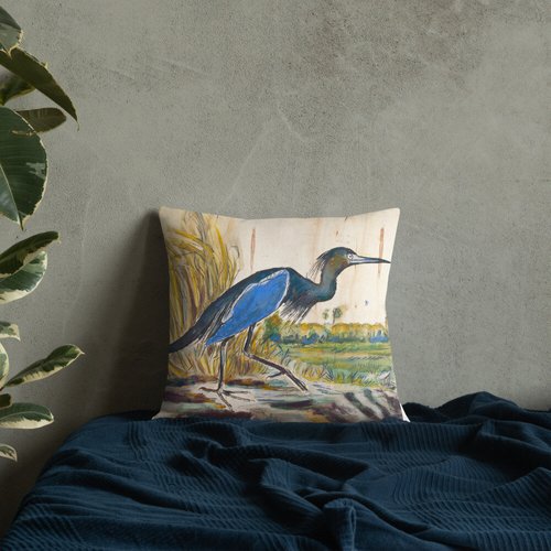 Little Blue Heron Premium Pillow