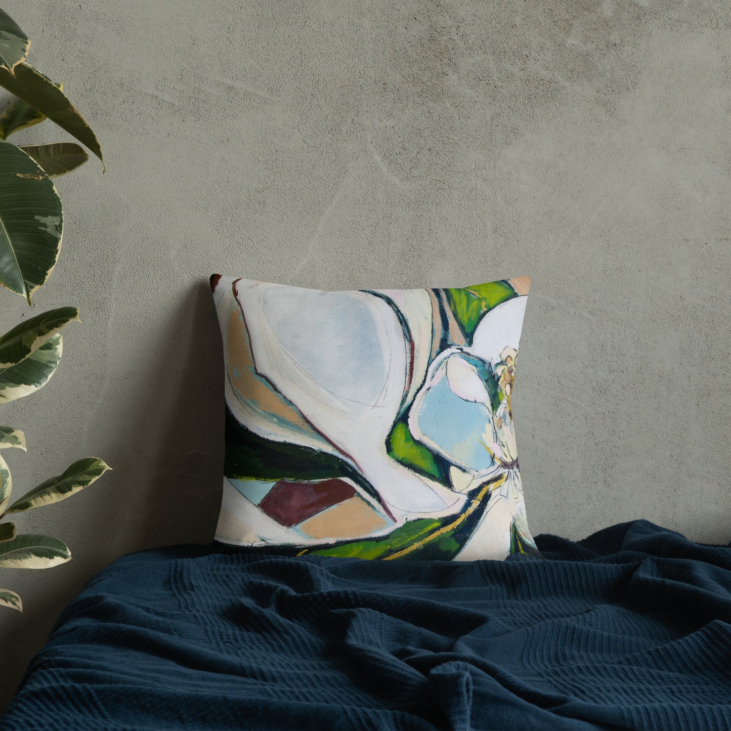 Magnolia Abstraction with Gold Premium Pillow