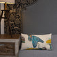 Blue Heron Showing Wing on Wood Premium Pillow