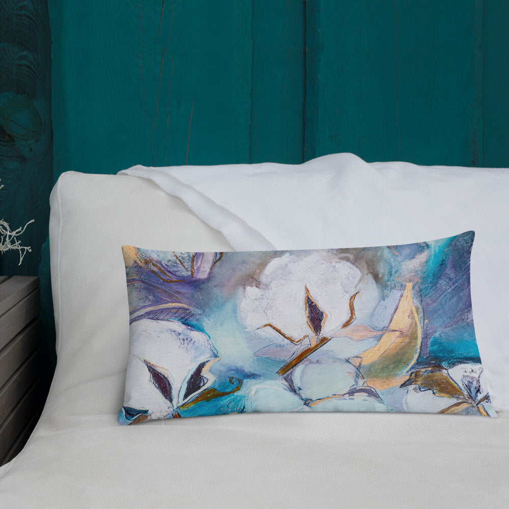 Cotton with Soft Teal Premium Pillow