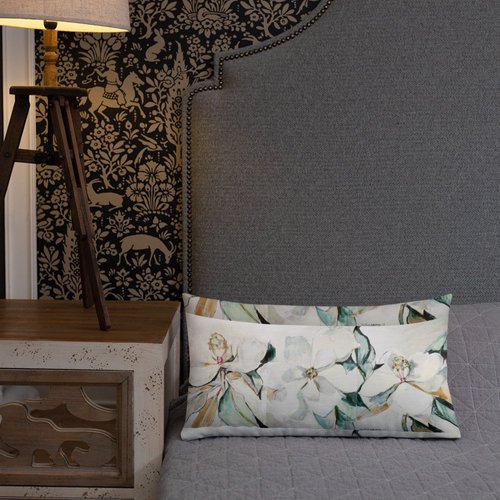 Magnolia Triptych Composite Pattern Premium Pillow