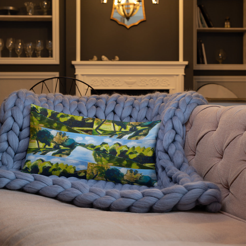 Tranquil Lake Panorama Premium Pillow