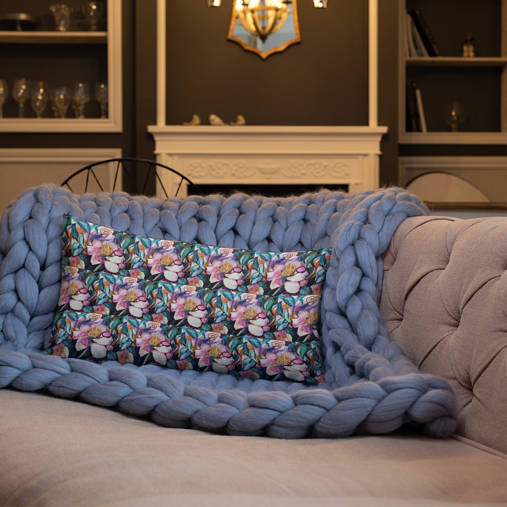 Pink Camilla (Dark) Pattern Premium Pillow