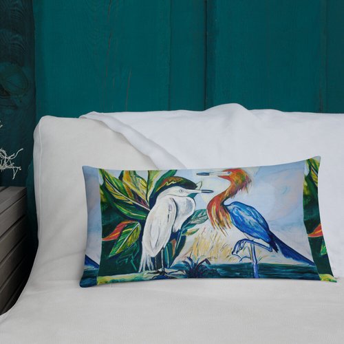 Herons Face-to-Face II Pattern Premium Pillow