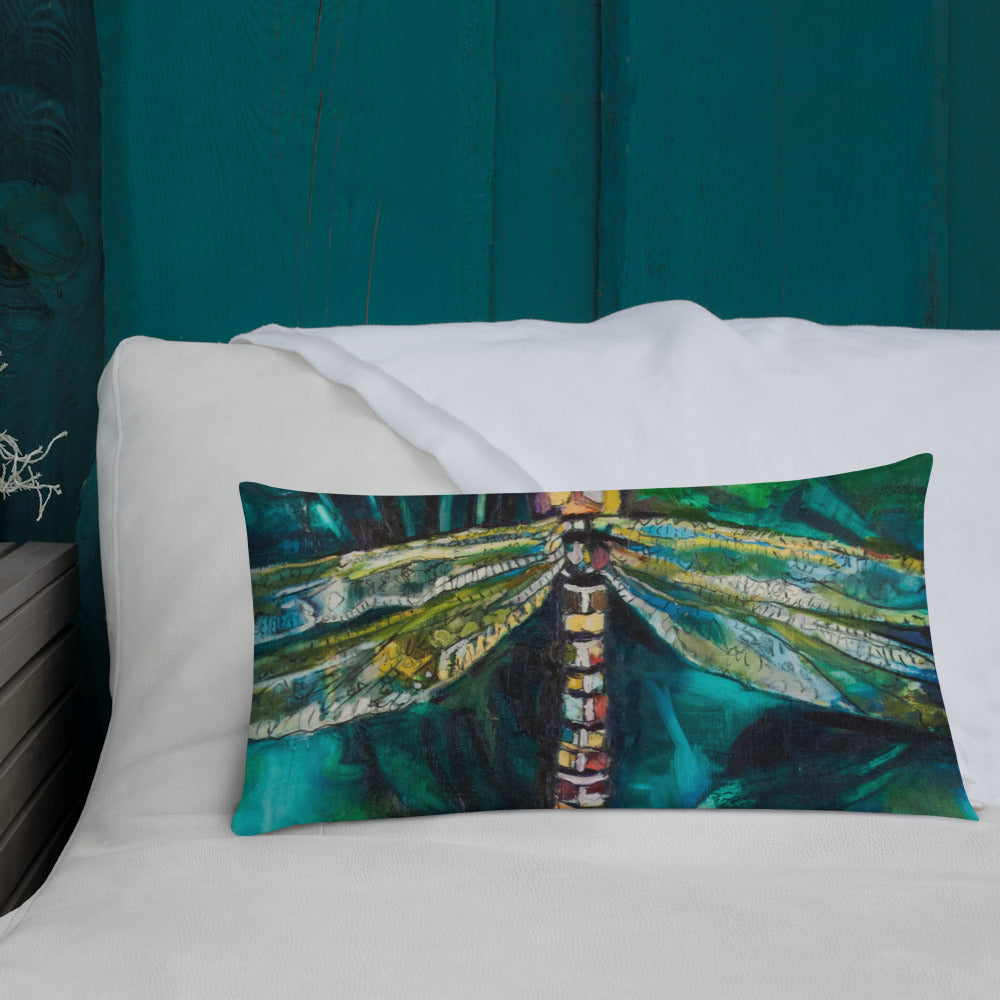 Green Dragonfly Premium Pillow