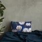 Royal Blue Cotton Bolls Premium Pillow
