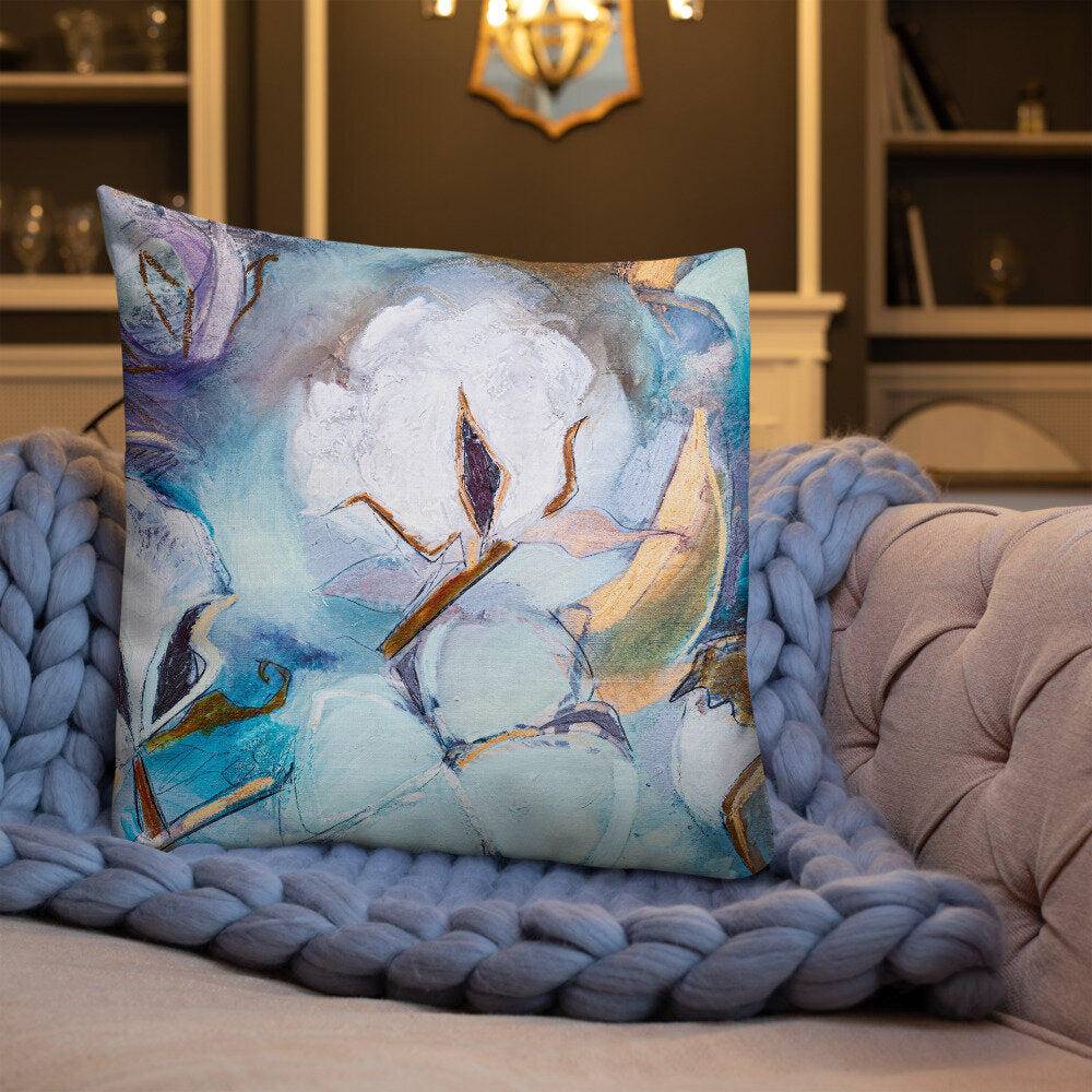 Cotton with Soft Teal Premium Pillow