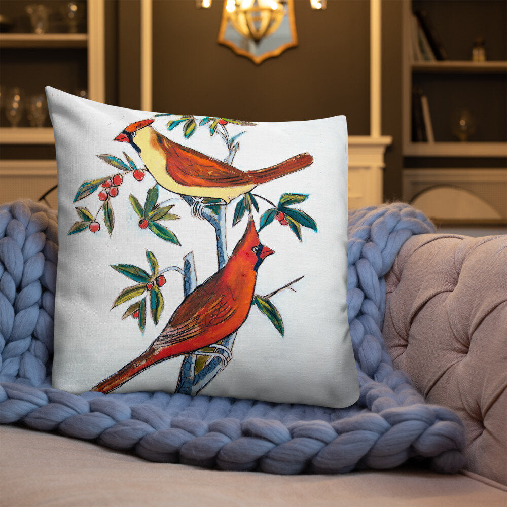 His and Her Cardinals Premium Pillow