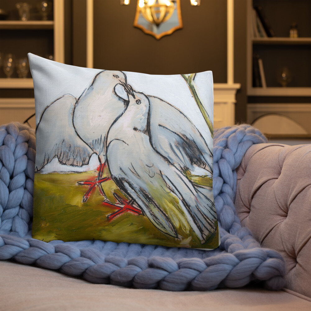 His & Her Doves Premium Pillow
