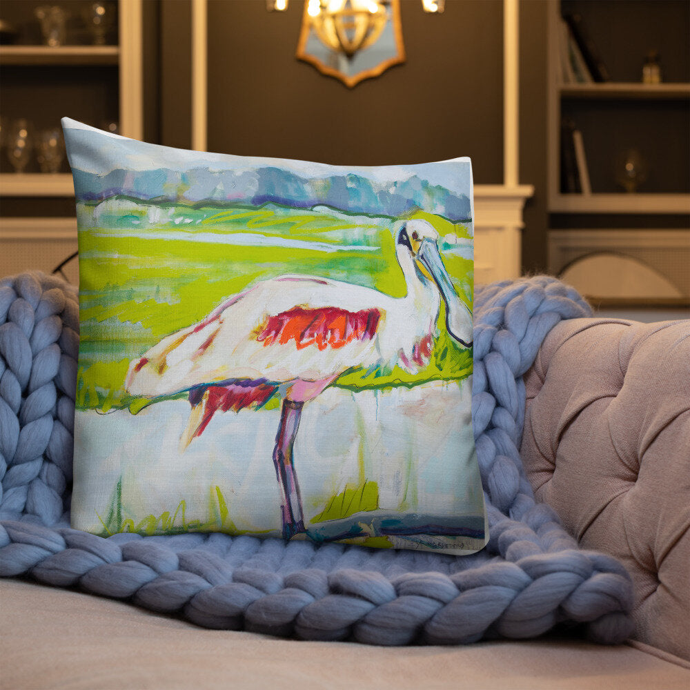 Roseate Spoonbill in His Sanctuary Premium Pillow