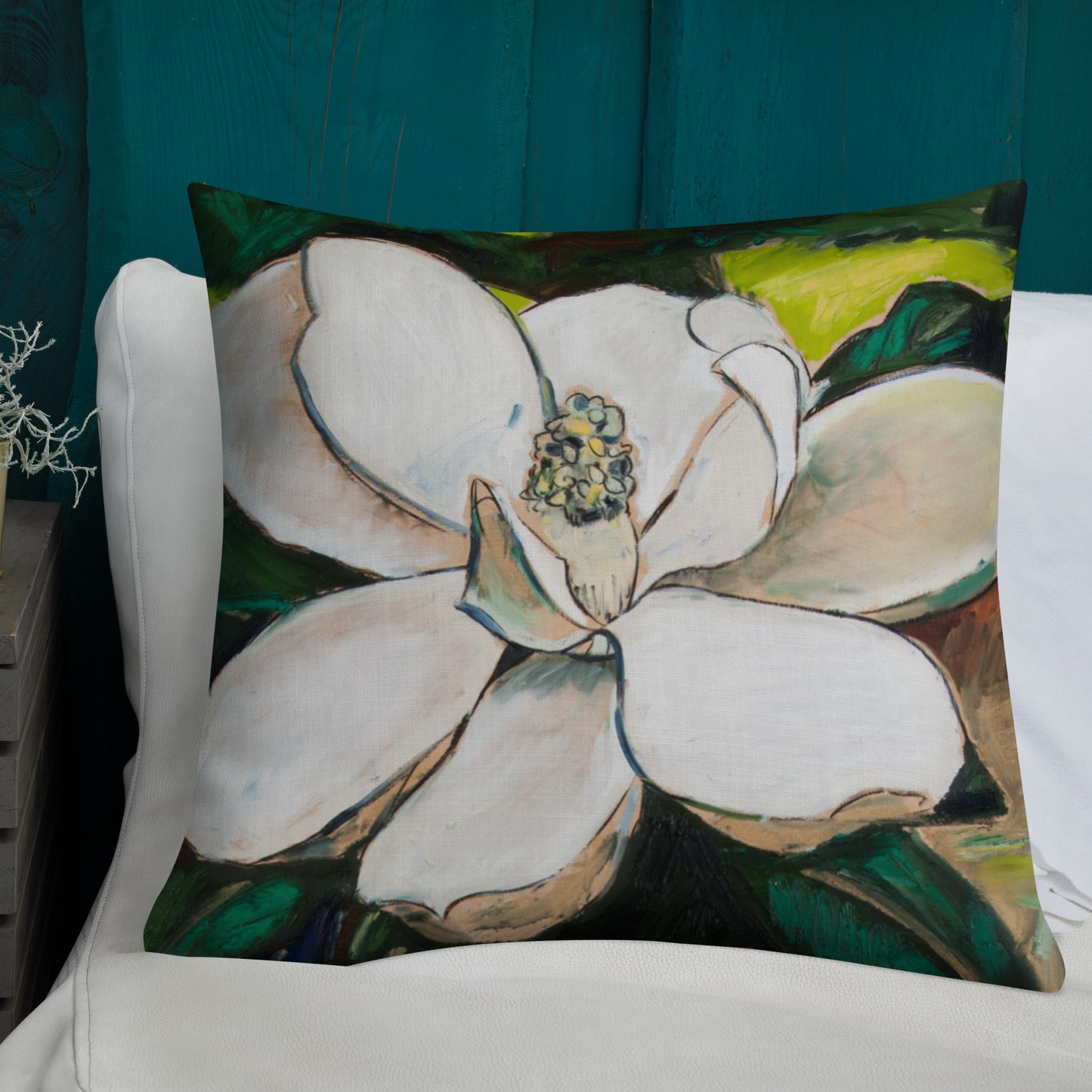 Magnolia Study on wood III Premium Pillow