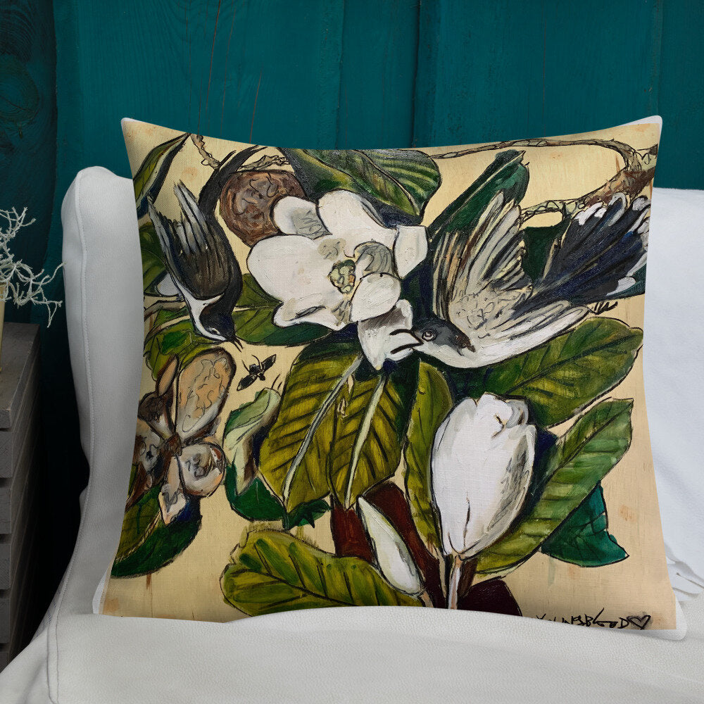 Cuckoos with Magnolia Premium Pillow