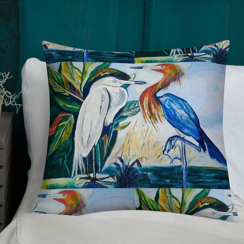 Herons Face-to-Face II Pattern Premium Pillow