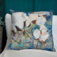 Vintage Cotton Collage with Denim Blue I Premium Pillow