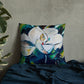 Teal Collage Magnolia Premium Pillow