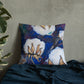Royal Blue Cotton Bolls Premium Pillow