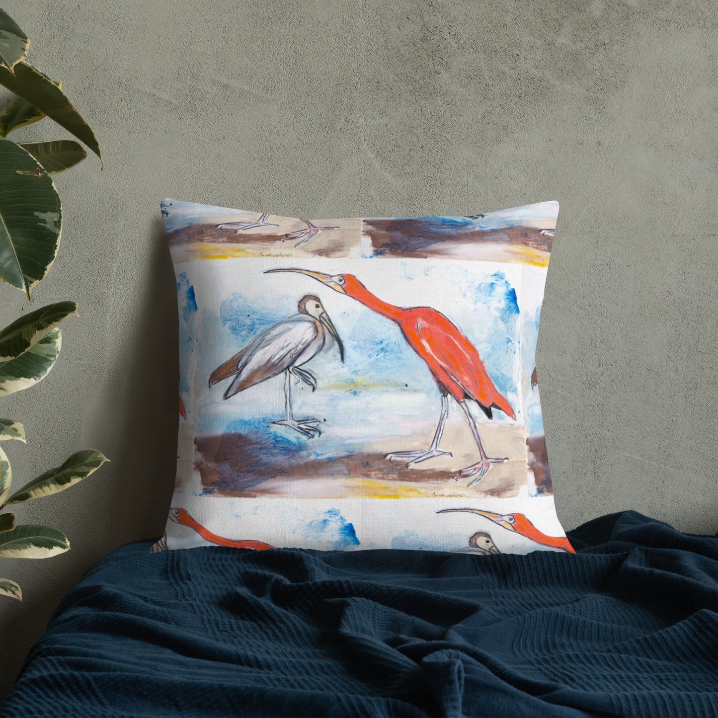 Scarlet Ibis and Friend Premium Pillow