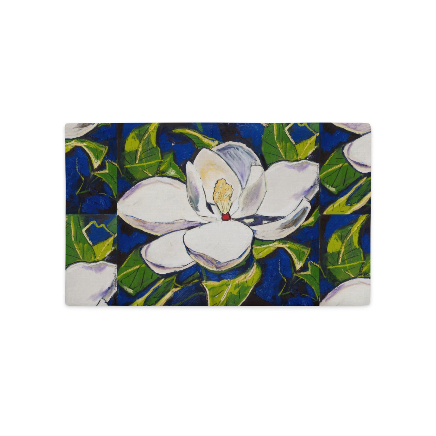 Magnolia with Royal Blue Premium Pillow Case