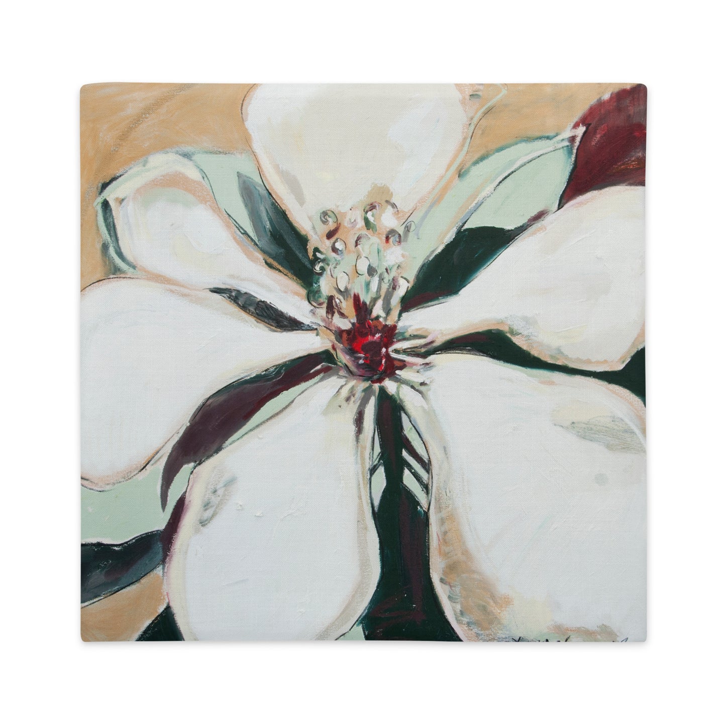 Magnolia with Metallic Gold Premium Pillow Case