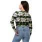 Magnolia on Wood Pattern Recycled long-sleeve crop top