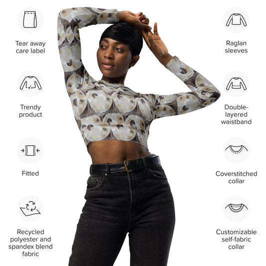 Neutral Oyster Shells Recycled long-sleeve crop top