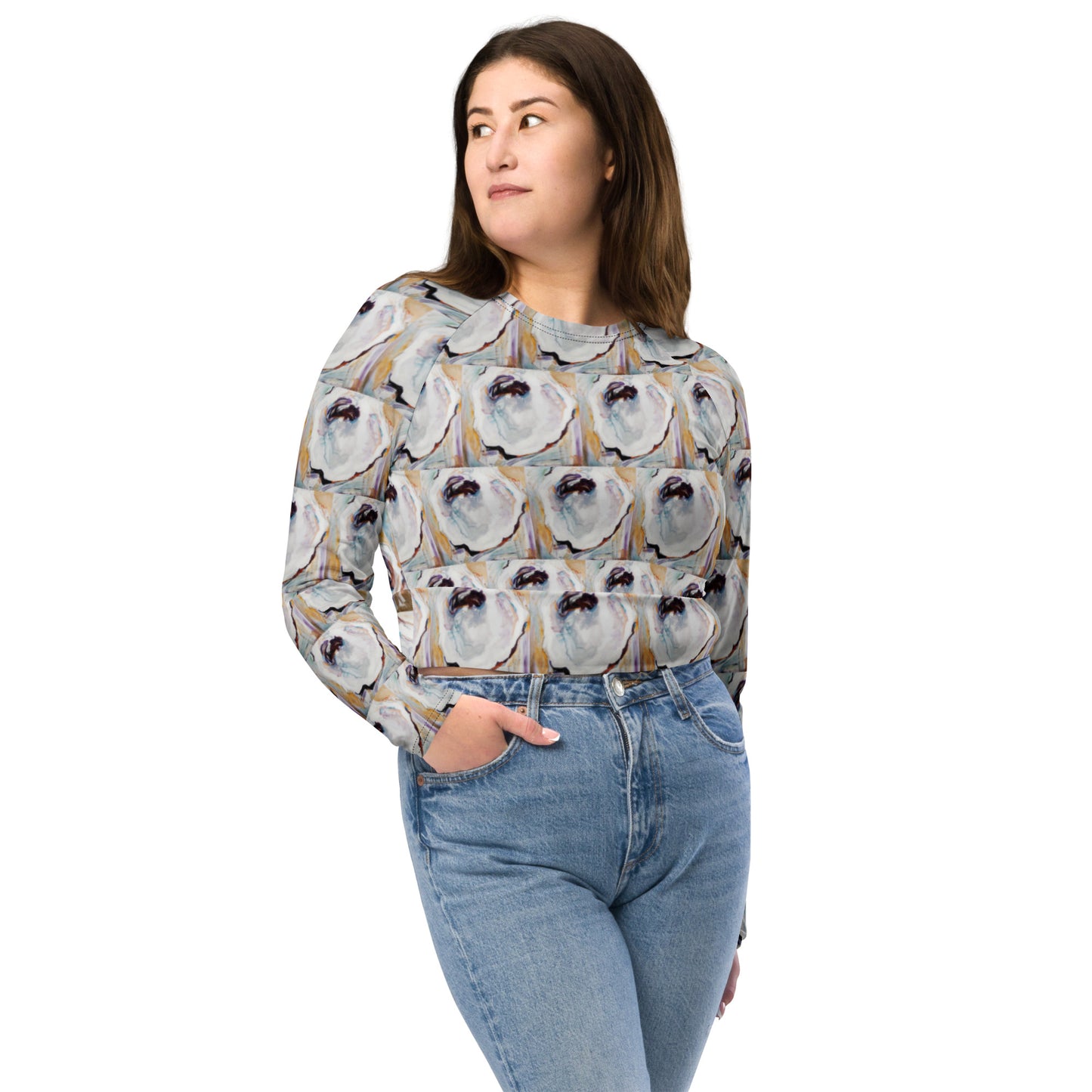 Oyster Shells Recycled long-sleeve crop top