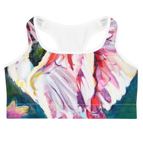 Roseate Spoonbill with Her Heart Open Sports bra