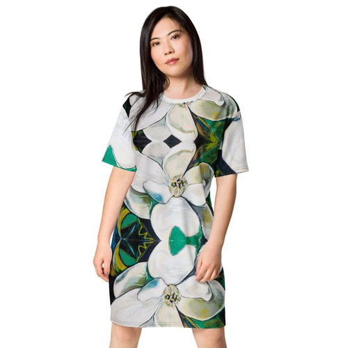 Veronese Magnolia Pattern T-shirt dress