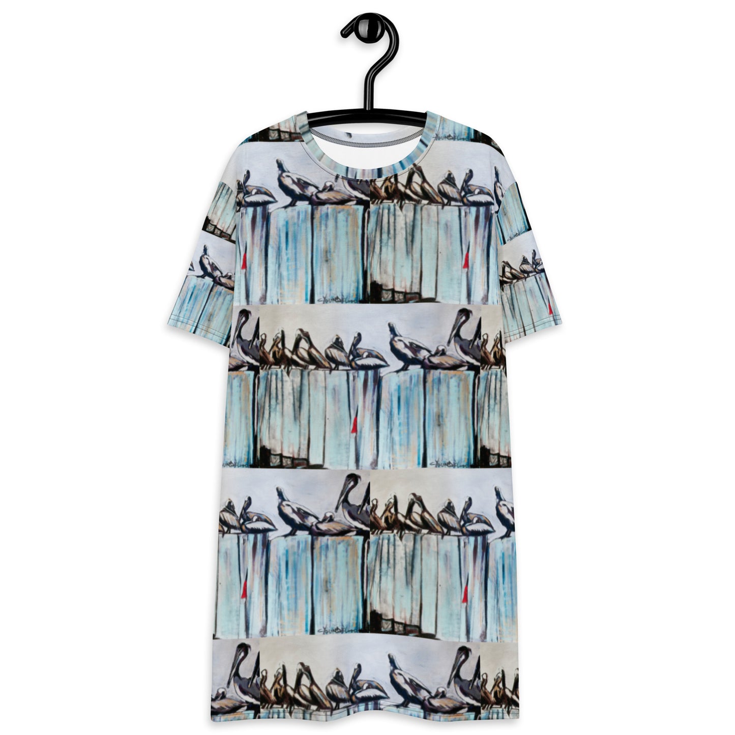 Pelicans on the Pier Pattern T-shirt dress