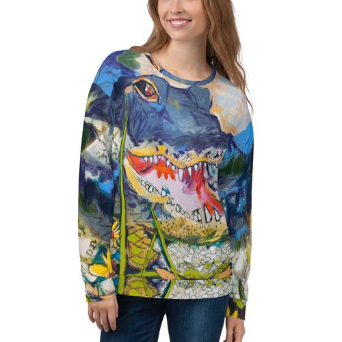 Gator in Wildflowers Pattern Unisex Sweatshirt