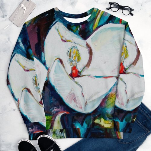 Magnolia with Painted Bunting Pattern Unisex Sweatshirt