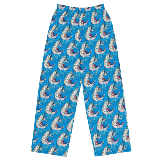 Blue Shrimp All-over print unisex wide-leg pants