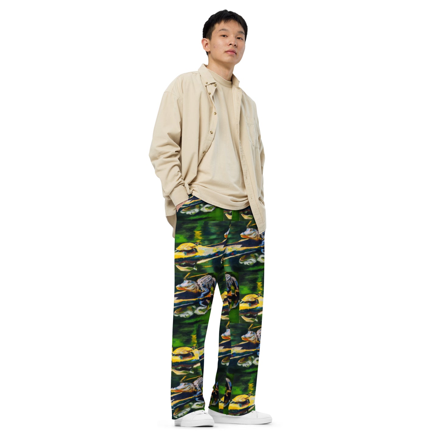 Turtle and Gator All-over print unisex wide-leg pants