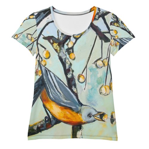 Red Robin All-Over Print Women's Athletic T-shirt