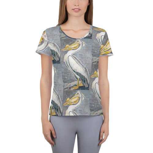 While Pelican All-Over Print Women's Athletic T-shirt