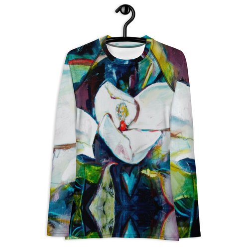 Magnolia with Painted Bunting Pattern Women's Rash Guard