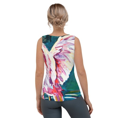 Roseate Spoonbill with Her Heart Open Sublimation Cut & Sew Tank Top