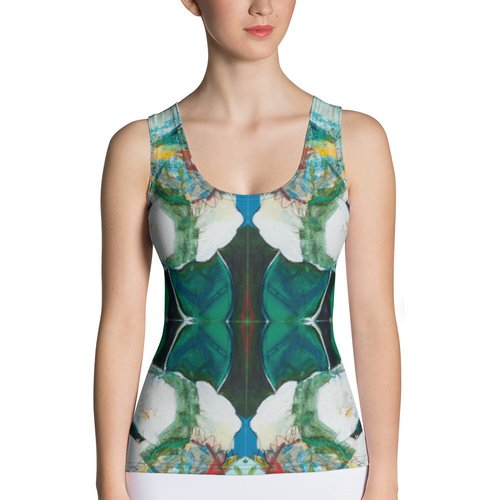 Tropical Magnolia Pattern Sublimation Cut & Sew Tank Top