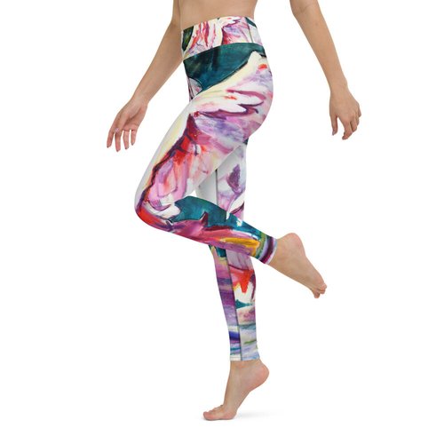 Roseate Spoonbill with Her Heart Open Yoga Leggings