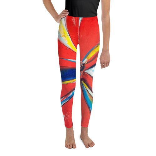 Red Zinnias Youth Leggings