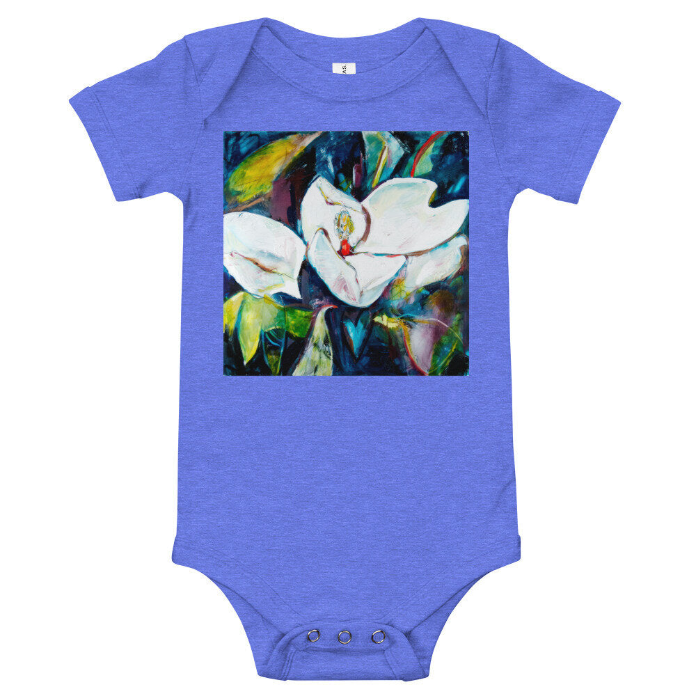 Magnolia with Painted Bunting Baby short sleeve one piece